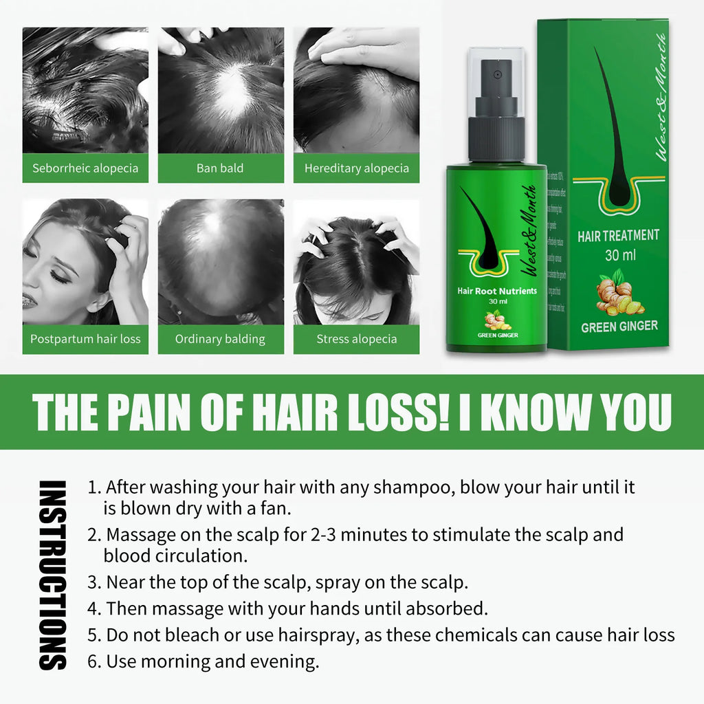 Hair Growth Spray for Baldness Hair Loss Repair Damaged Scalp Serum Liquid Thickening Hair Root Treatment Longer Healthier Hair